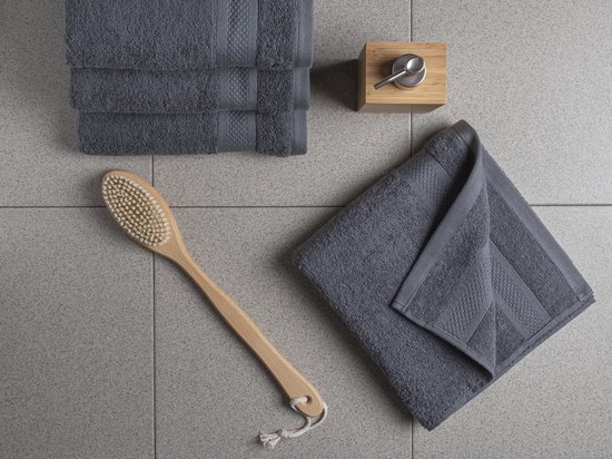 iBella Living handdoek set van 3 antraciet tegels